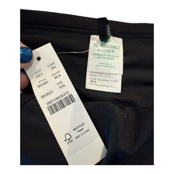 J. Crew Chi Terra Cotta Scrunchie sweetheart bikini top & Black Hipster Bottoms - Picture 7 of 16